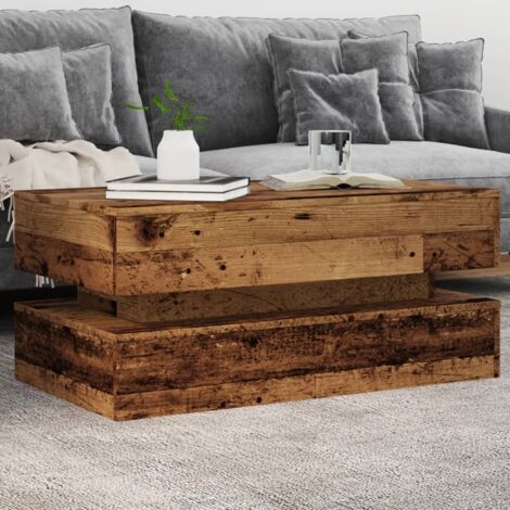 Vidaxl – Table basse relevable avec lumières LED – Bois d'ingénierie – Dimensions 90x50x40 cm – Design moderne et fonctionnel