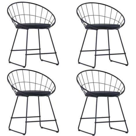 Chaises à manger similicuir lot de 4 noir acier vidaXL (1/7)