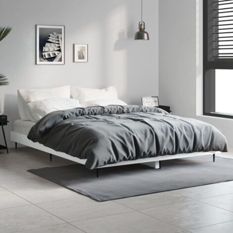 Cadre de lit sans matelas blanc 135x190 cm bois d'ingénierie vidaXL (1/5)