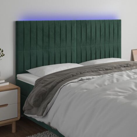 Tête de lit à LED Vert foncé 160x5x118/128 cm Velours vidaXL (1/5)