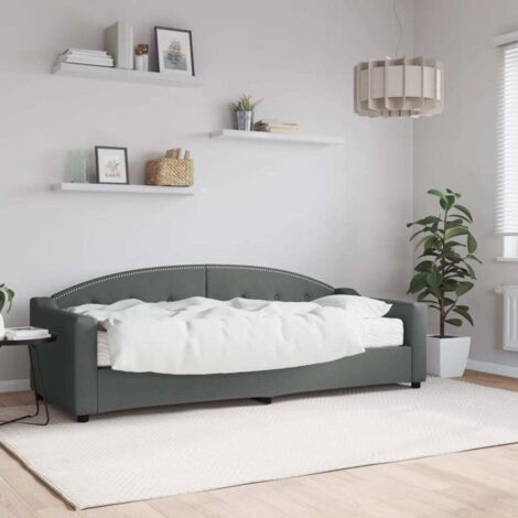 vidaXL Lit de jour avec matelas gris foncé 80x200 cm tissu (1/5)