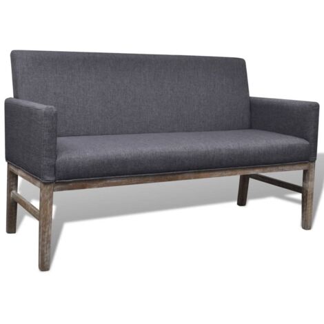 Vidaxl – Banc rembourré en tissu hévéa gris foncé – Dimensions 140x65x85 cm – Confort optimal avec coussins épais – Pour intérieur moderne