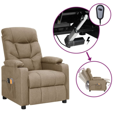 Fauteuil électrique de massage Taupe Tissu
