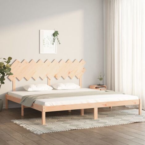 Vidaxl – Cadre de lit 200x200 cm en bois de pin massif – Tête de lit classique – Lattes en contreplaqué – Assemblage facile (1/5)