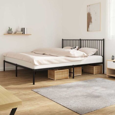 Cadre de lit métal sans matelas et tête de lit noir 180x200 cm vidaXL (1/5)