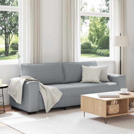 Vidaxl – Canapé 3 places gris clair 180 cm – Tissu polyester – Structure métal et bois – Confort optimal pour salons et bureaux (1/5)