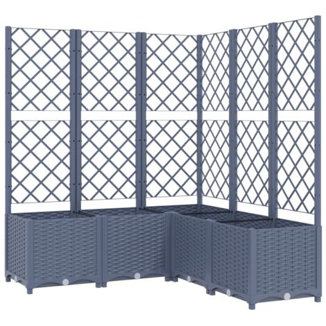 Vidaxl – Jardinière avec treillis gris foncé 120x120x136 cm – PP résistant aux intempéries – Support pour plantes grimpantes