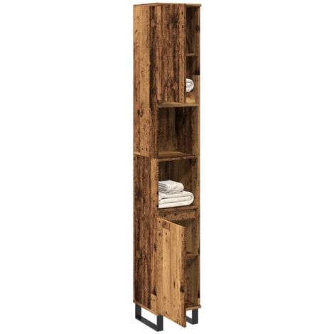 vidaXL Armoire de salle de bain vieux bois 30x30x190cm bois ingénierie (1/5)