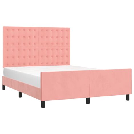 Cadre de lit avec tête de lit Rose 140x200 cm Velours (1/5)