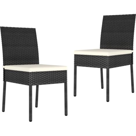 vidaXL Garden Dining Chairs 2 pcs Poly Rattan Black