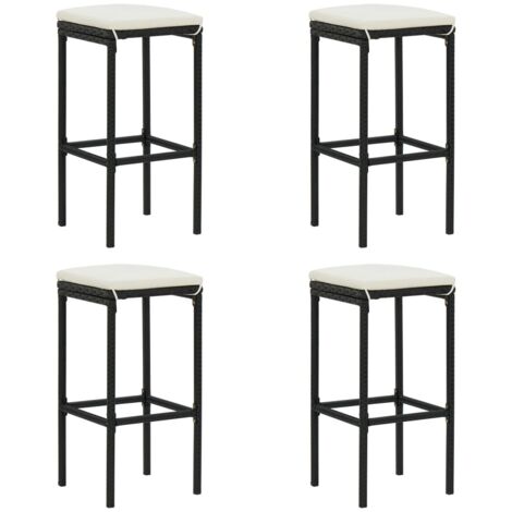 vidaXL Tabourets de bar avec coussins lot de 4 noir résine tressée (1/6)