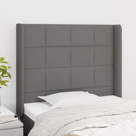 Tête de lit avec oreilles Gris foncé 83x16x118/128 cm Tissu (1/5)