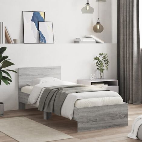 Vidaxl – Cadre de lit sonoma gris 90x190 cm – Bois d'ingénierie – Lattes en contreplaqué – Soutien optimal pour matelas – Assemblage requis - vidaXL91220