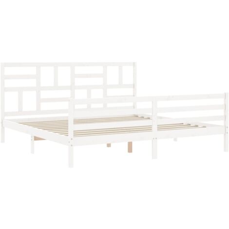 Cadre de lit sans matelas blanc 200x200 cm bois massif vidaXL (1/5)