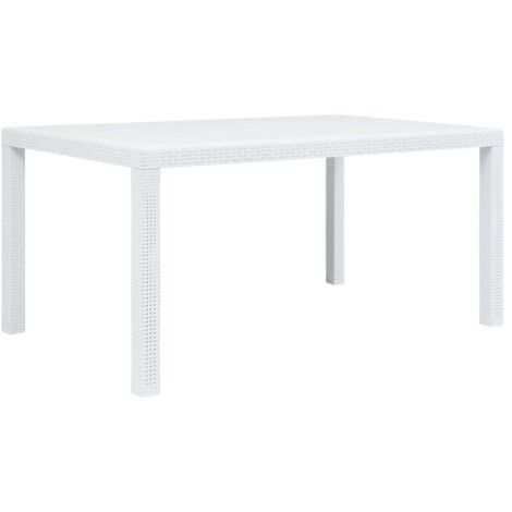 Vidaxl – Table de jardin en plastique blanc 150x90x72 cm – Aspect rotin – Résistante aux intempéries – Facile à nettoyer et à déplacer