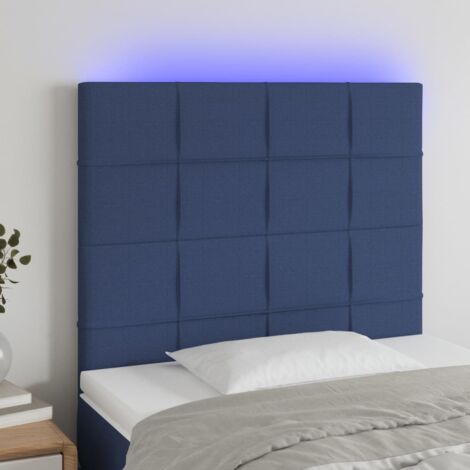 Tête de lit à LED Bleu 90x5x118/128 cm Tissu vidaXL (1/5)