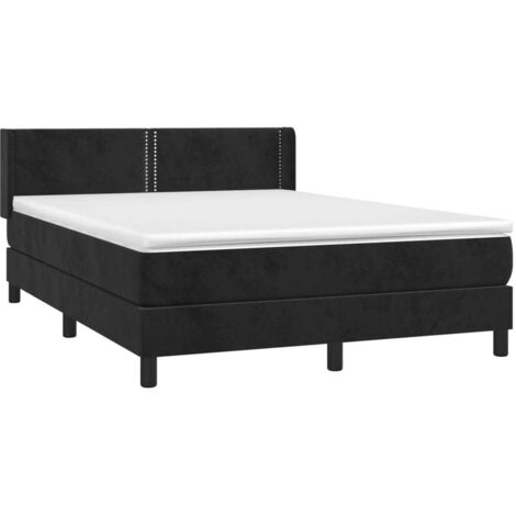 vidaXL Sommier à lattes de lit avec matelas Noir 140x190 cm Velours (1/5)