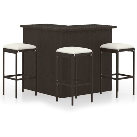 Vidaxl – Ensemble table et chaise de jardin 4 pcs – Résine tressée imperméable – Cadre acier robuste – Coussins amovibles confortables