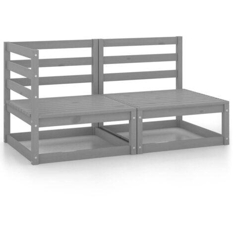 Salon de jardin 2 pcs gris bois de pin massif vidaXL