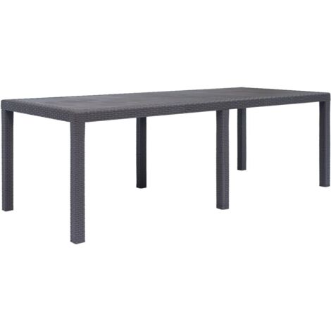 vidaXL Garden Table Brown 220x90x72 cm Plastic Rattan Look