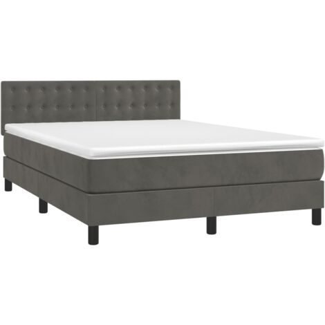 Sommier à lattes de lit et matelas Gris foncé 140x190cm Velours vidaXL (1/5)