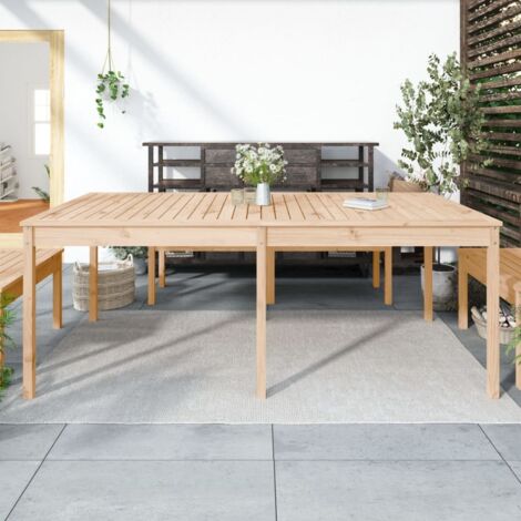 Vidaxl – Table de jardin en bois massif de pin 203,5x100x76 cm – Résistante aux intempéries – Montage facile – Pour terrasses et jardins