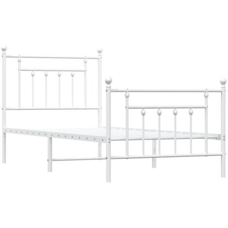 Cadre de lit métal sans matelas avec pied de lit blanc 90x200cm vidaXL (1/5)