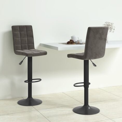 Tabourets de bar lot de 2 gris foncé velours vidaXL (1/5)