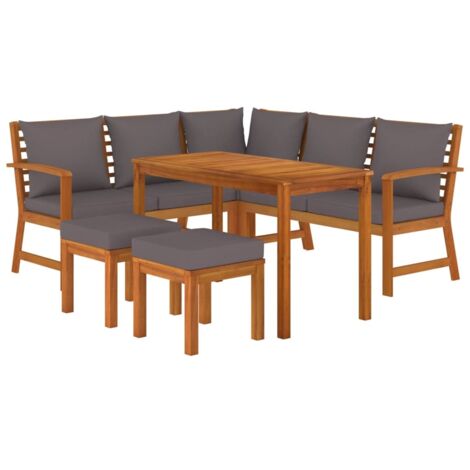 vidaXL Ensemble à manger de jardin 6 pcs avec coussins Bois d'acacia