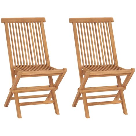 Vidaxl – Lot de 2 chaises de jardin pliables en teck – Bois dur finement poncé – Dimensions 47x60x89 cm – Charge maximale 120 kg (1/10)