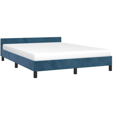 Cadre de lit sans matelas bleu foncé 140x200 cm velours vidaXL (1/5)