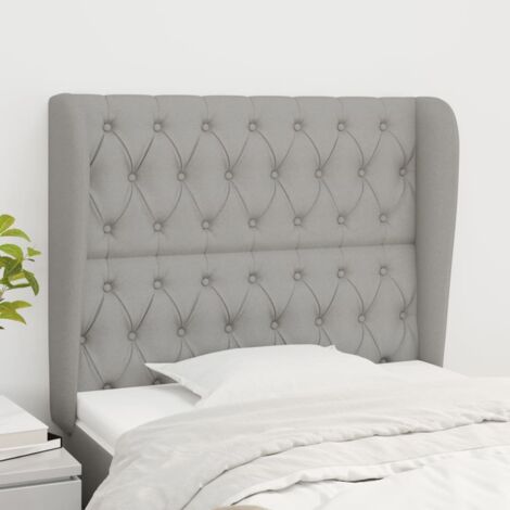 Tête de lit avec oreilles Gris clair 93x23x118/128 cm Tissu (1/5)