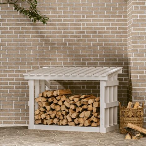 Support pour bois de chauffage Blanc 108x64,5x77 cm Bois de pin vidaXL