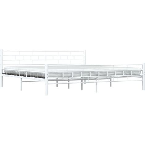 Cadre de lit sans matelas blanc métal 200x200 cm vidaXL (1/5)