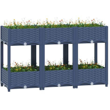Vidaxl – Lit surélevé 120x40x71 cm en polypropylène – 2 étagères – Résistant à l'usure pour extérieur – Parfait pour plantes et légumes