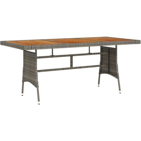 vidaXL Garden Table Grey 160x70x72 cm Poly Rattan & Solid Acacia Wood (1/5)