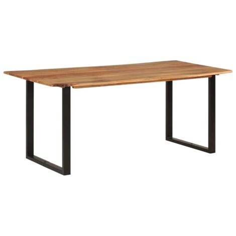 Vidaxl – Table de salle à manger 180x90x76 cm en bois d'acacia massif – Style industriel – Pieds en acier – Unique et robuste (1/5)
