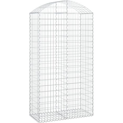 Panier de gabions arqué 100x50x180/200 cm Fer galvanisé vidaXL