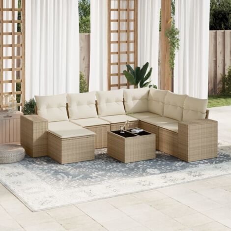 vidaXL Salon de jardin avec coussins 8 pcs beige résine tressée (1/3)