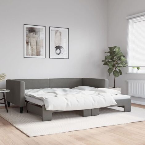 Vidaxl – Lit escamotable 100x200 cm – Lit gigogne avec tissu 100% polyester – Structure métal et bois massif – Dimensions déployé 223x212,5 cm (1/5)