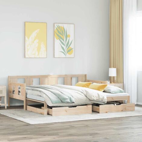 vidaXL Lit de jour avec gigogne et tiroirs sans matelas 80x200 cm