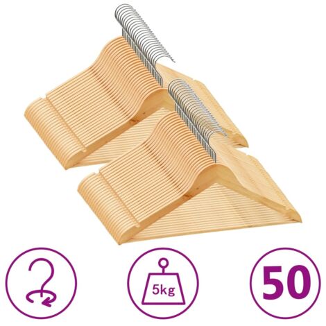 Cintres antidérapants 50 pcs Bois dur vidaXL323934