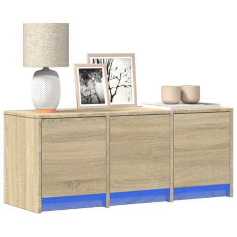 vidaXL Meuble TV avec LED chêne sonoma 97x34x40 cm bois d'ingénierie