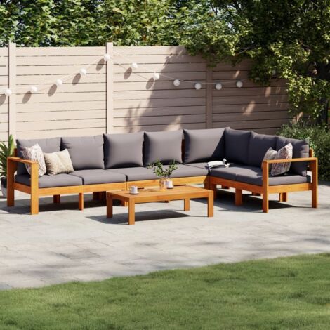 vidaXL Salon de jardin avec coussins 5 pcs Bois d'acacia solide