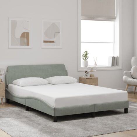Cadre de lit Dover gris clair 140x190 cm velours vidaXL (1/5)