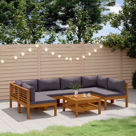 vidaXL Salon de jardin 7 pcs avec coussin Bois d'acacia solide