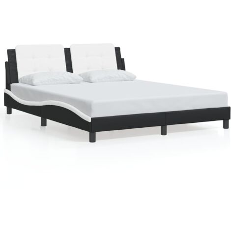 Cadre de lit sans matelas Zadar noir et blanc 160x200 cm similicuir vidaXL (1/7)