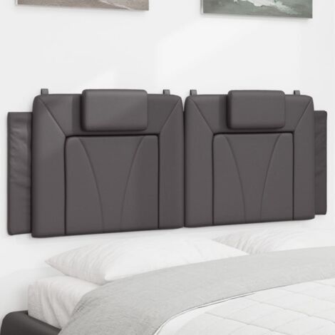 Vidaxl – Coussin de tête de lit gris 140 cm en similicuir – Rembourrage en mousse pour confort optimal – Installation facile avec bandes auto-agrippantes (1/5)