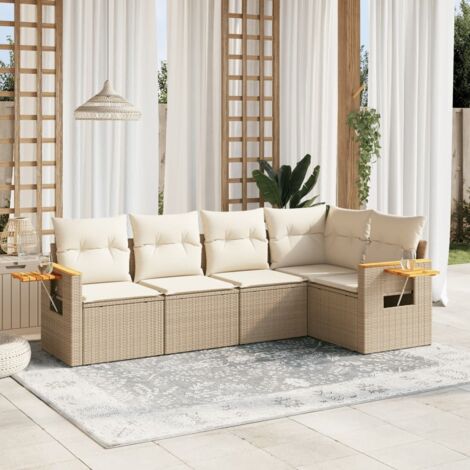 Salon de jardin avec coussins 5 pcs beige résine tressée vidaXL (1/3)