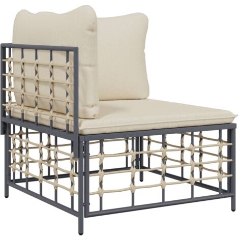 Vidaxl – Canapé d'angle de jardin avec coussins beige – Résine tressée résistante aux intempéries – Dimensions 72x72x66 cm – Confort optimal